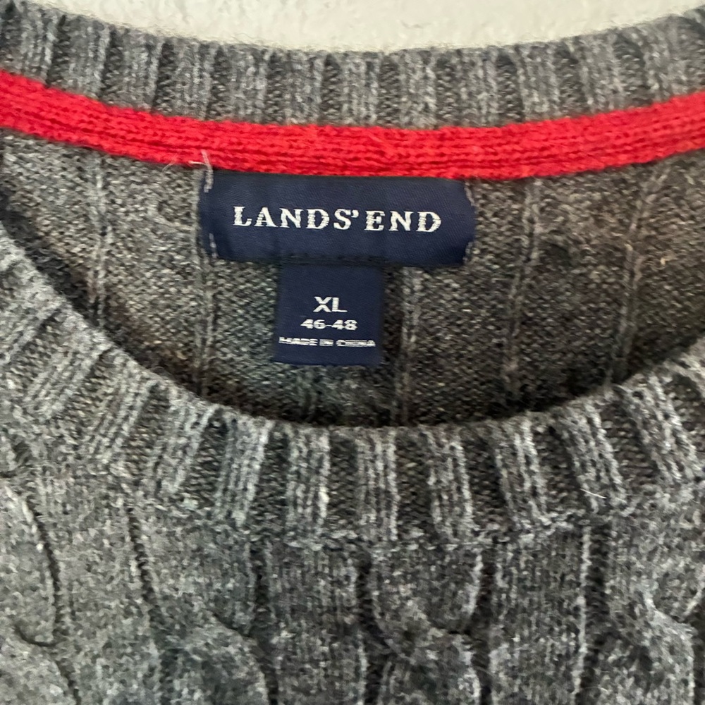 Lands’ End Men’s XL Grey Cable Knit Aran Sweater Old Money Indie Style XL - Picture 2 of 4